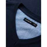 Ombre - Heren V-Hals Sweater - Ribgebreide Boorden - Navy - Italianstyle