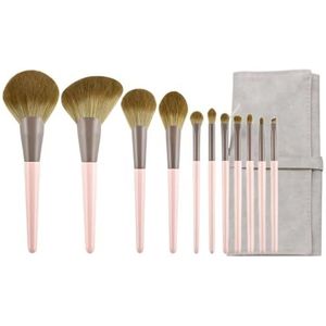 Make-up Kwastenset 11-delige make-upborstelset Zacht en comfortabel Kleine make-upborstel Complete set schoonheidshulpmiddelen oor Gezicht en Ogen (Color : A)