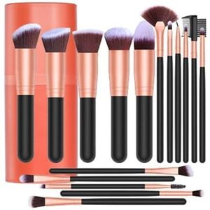 Make-up Kwastenset 16-delige make-upborstelset Poederkwast Blushkwast Oogschaduwkwast Complete set beautytools for beginners oor Gezicht en Ogen (Color : B)