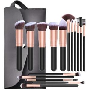 Make-up Kwastenset 16-delige make-upborstelset Poederkwast Blushkwast Oogschaduwkwast Complete set beautytools for beginners oor Gezicht en Ogen (Color : A)