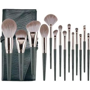 Make-up Kwastenset 14-delige ultrazachte make-upborstelset met make-uptasje Cosmetische borstelset Complete set schoonheidshulpmiddelen for beginners oor Gezicht en Ogen