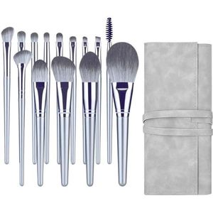 Make-up Kwastenset 14-delige make-upborstelset met borsteltas Zachte borstels Comfortabele handgrepen Beauty Tools Draagbare make-upborstelset oor Gezicht en Ogen