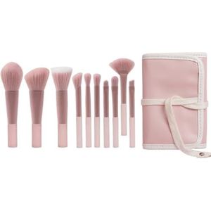 Make-up Kwastenset 10PCS make-upborstels met tas Professionele make-upborstels Set Zachte opzetborstel Make-upborstels Gereedschap oor Gezicht en Ogen (Color : B, Size : O)