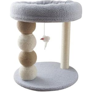 Kattenboom Kattentoren Krabpaal for binnenkatten Kattenklimtoren met gezellige zitstok, met sisal bedekte krabpaal en pluche pom Krabpaal voor Binnenkatten (Color : B, Size : A)