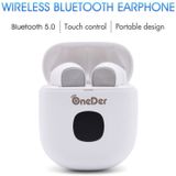 Oneder W16 TWS Bluetooth 5.0 Draadloze Oortelefoon met Oplaadbox - HD Call & LED Display (Wit)
