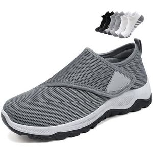 Diabetici pantoffels voor dames en heren, artritis oedeem, verstelbare sluiting, sandalen, extra brede klittenbandsluiting, vrijetijdsschoenen, comfortabele revalidatieschoenen voor senioren, bruin