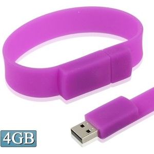 4GB siliconen armbanden USB 2.0 Flash schijf (paars)