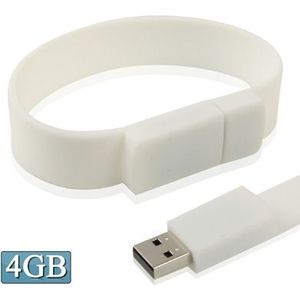 4GB siliconen armbanden USB 2.0 Flash schijf (wit)