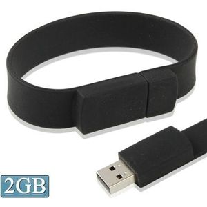 2GB siliconen armbanden USB 2.0 Flash schijf (zwart)