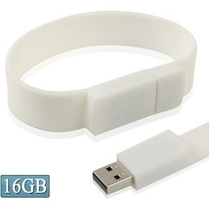 16GB siliconen armbanden USB 2.0 Flash schijf (wit)