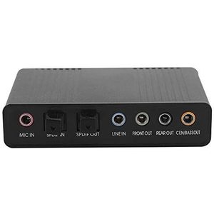 Externe USB 5.1-geluidskaart, computer audio-adapter computer geluidskaart 6-kanaals analoge weergave met optische schijf, aluminiumlegering materiaal, digitale audio-apparaten