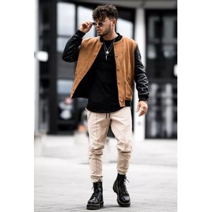 Frilivin - Tussenjas - Bomberjack - Lichtbruin met Zwarte Mouwen - Polyester