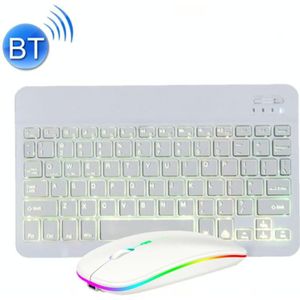 10 inch RGB Kleurrijke Backlit Bluetooth-toetsenbord en muisset voor mobiele telefoon / tablet