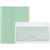 YA700B Candy Color Skin Feel Texture Round Keycap Bluetooth Keyboard Leather Case For Samsung Galaxy Tab S8 11 inch SM-X700 / SM-X706 & S7 11 inch SM-X700 / SM-T875(Light Green)