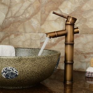 Antieke retro warm koud water badkamer teller Basin bamboe waterval bekken koperen kraan  specificaties: Early 3 Knots