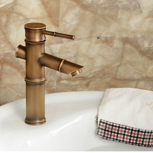 Antieke retro warm koud water badkamer teller Basin bamboe waterval bekken koperen kraan  specificaties: Early 2 Knots