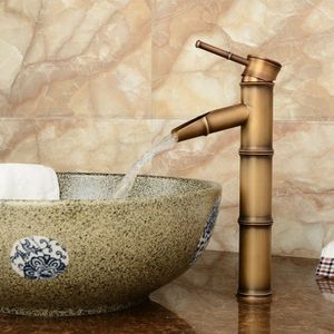 Antieke retro warm koud water badkamer teller Basin bamboe waterval bekken koperen kraan  specificaties: Breaking 3 Knots