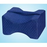 Orthopedische Memory Foam knie wig kussen voor slapen ischias terug heupgewricht pijn verlichting Contour dij been Pad Support kussen Marine blauw raster + verband