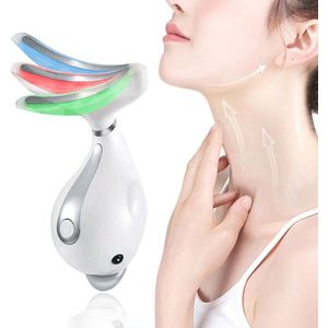 Elektrische Dolphin nek Massager rimpel verwijdering handheld vibratie nek gezicht massage Beauty instrument tool (Pearl White)