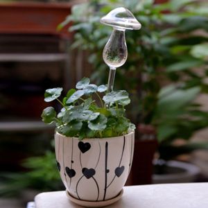 Paddestoel vorm huis planten bloemen water feeder automatische zelf drenken helder glas apparaten (transparant)