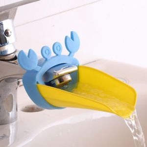 Schattig krab badkamer water kraan extender voor Kid (blauw + geel)