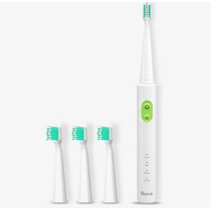 USB draadloze charge Sonic elektrische tandenborstel volwassen mondhygine oplaadbare Ultrasone tandenborstel met 4 borstelkoppen (groen)