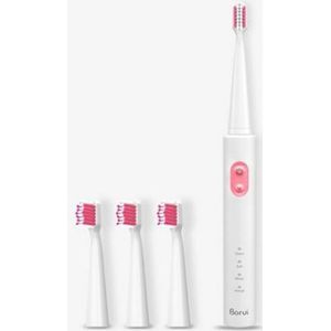 USB draadloze charge Sonic elektrische tandenborstel volwassen mondhygine oplaadbare Ultrasone tandenborstel met 4 borstelkoppen (roze)