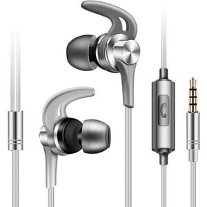 QKZ EQ1 CNC metalen shark fin hoofdtelefoon sport muziek hoofdtelefoon  microfoon versie (zilver)