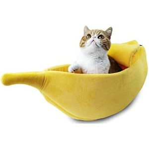 Creatieve kennel banaan vorm Kattenbakvulling winter warm huisdier nest  maat: M (geel)