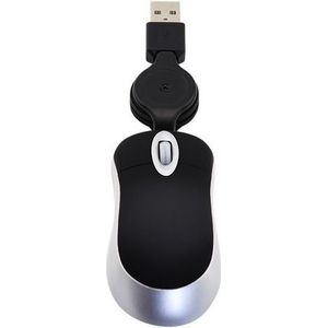 Mini computer muis intrekbare USB-kabel optische Ergonomic1600 DPI Portable kleine muizen voor laptop (zwart)