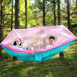 1-2 persoon buiten muggen net parachute hangmat Camping opknoping slapende bed Swing draagbare dubbele stoel  260 x 140cm