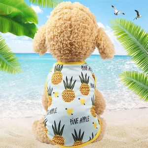 Huisdier fruit print T-shirt puppy hond kat cute fruit rok  maat: XS (vest-ananas)