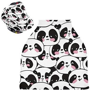 Panda Roze Zwart Stretchy Baby Auto Stoelhoes, Luifel Nursing Covers, Zachte Ademend Winddicht Sjaal Changepad voor Winter Baby Borstvoeding Jongens