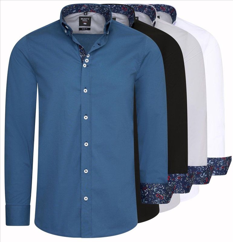 Rusty Neal - Zwart Overhemd - Katoen - Normal Fit