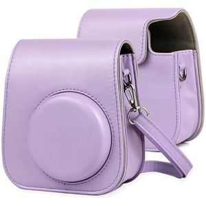 Leather Case Full Body Camera Bag with Shoulder Strap for FUJIFILM for instax mini 11 (Purple)