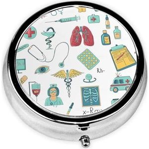 Abstracte Patroon Print Pil Doos 3 Compartiment Kleine Pil Case Met Spiegel Pil Organizer Voor Outdoor Reizen Pocket Purse