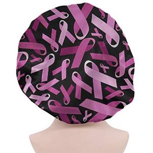 SEANATIVE Slaapmuts met roze borstkanker ontwerp,Zacht ademend slapende haarverzorging Bonnet voor krullend, vlechten, Dreadlocks, lang haar