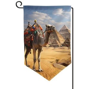 Welkom tuinvlaggen 30 x 45 cm dubbelzijdige tuinvlaggen lente zomer seizoensgebonden tuinvlag piramide kameel tuin vlaggen voor buiten huis vlag tuin decoratie