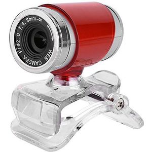 Yctze Webcamera, Clip-on 360 Graden USB 12 Megapixel HD Webcam Webcamera met Microfoon (Rood+Sliver)