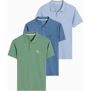Ombre - Poloshirt Heren - Groen Blauw Lichtblauw - Combi 3 Stuks