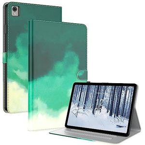 KAVUUN for Nokia T21 Aquarel Patroon Flip Lederen Tablet Case (Winter Sneeuw) (Cyaan Groen) (Herfst Bladeren) etc (Color : Cyan Green)