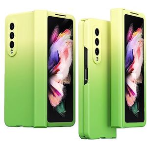 BZN JHH for Samsung Galaxy Z Fold3 5G Gradient Kleur Scharnier Flip Telefoon Case Zonder Film(Blauw Rood)(Zwart Groen)(Groen)(Zwart Wit) (Color : Green)