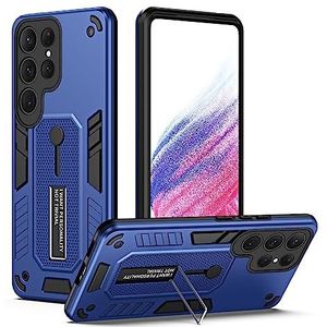BZN for Samsung Galaxy S23 Ultra 5G Variety Brave Armor Finger Loop Holder Phone Case(Groen)(Blauw)(Rood)(Zwart) (Color : Blue)