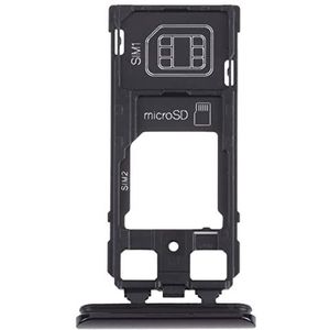 KAVUUN SIM-kaartlade + SIM-kaartlade/Micro SD-kaartlade for Sony Xperia 1 / Xperia XZ4 (zwart) (grijs) (zilver) (Color : Black)
