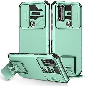KAVUUN for Motorola Moto G52 Stereoscopische Houder Sliding Camshield Phone Case(Paars)(Wit)(Roze) etc (Color : Light Green)