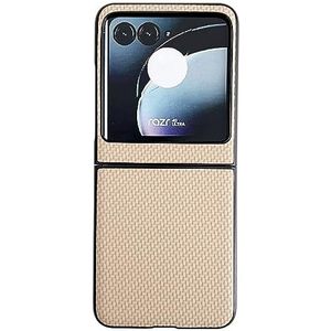 KAVUUN for Motorola Razr 40 Ultra/Razr 2023 Weave Textuur PC Telefoon Case(Zwart)(Groen)(Goud)(Blauw) (Color : Gold)