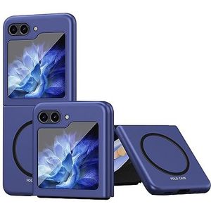 BZN for Samsung Galaxy Z Flip5 5G Huid Voel Magnetisch Schokbestendig Beschermend Telefoonhoesje(Zwart)(Roze)(Blauw)(Paars) (Color : Bule)