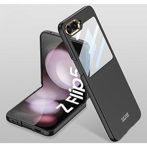 BZN for Samsung Galaxy Z Flip5 Geïntegreerde Ultradunne Galvaniseren Lens Frame Telefoon Case(Roze)(Zwart)(Zilver) etc (Color : Black)