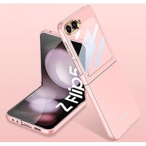 BZN for Samsung Galaxy Z Flip5 Geïntegreerde Ultradunne Galvaniseren Lens Frame Telefoon Case(Roze)(Zwart)(Zilver) etc (Color : Pink)