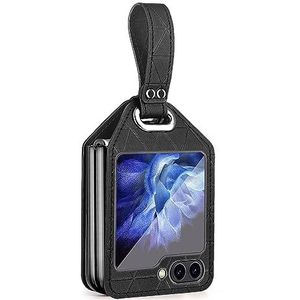 BZN for Samsung Galaxy Z Flip5 Rocky Series Polsband Houder PC Telefoon Case(Roze)(Geel)(Wit) etc (Color : Black)